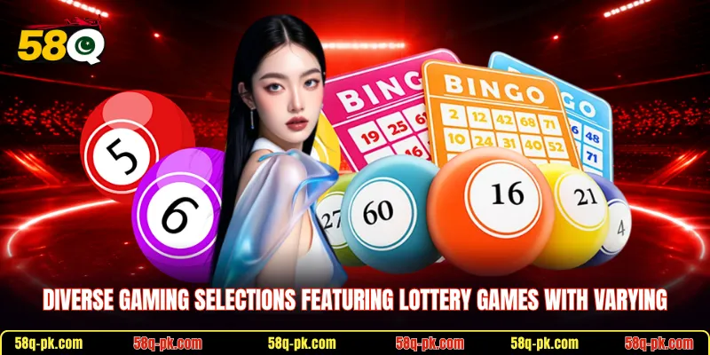 Diverse gaming selections featuring lottery games with varying